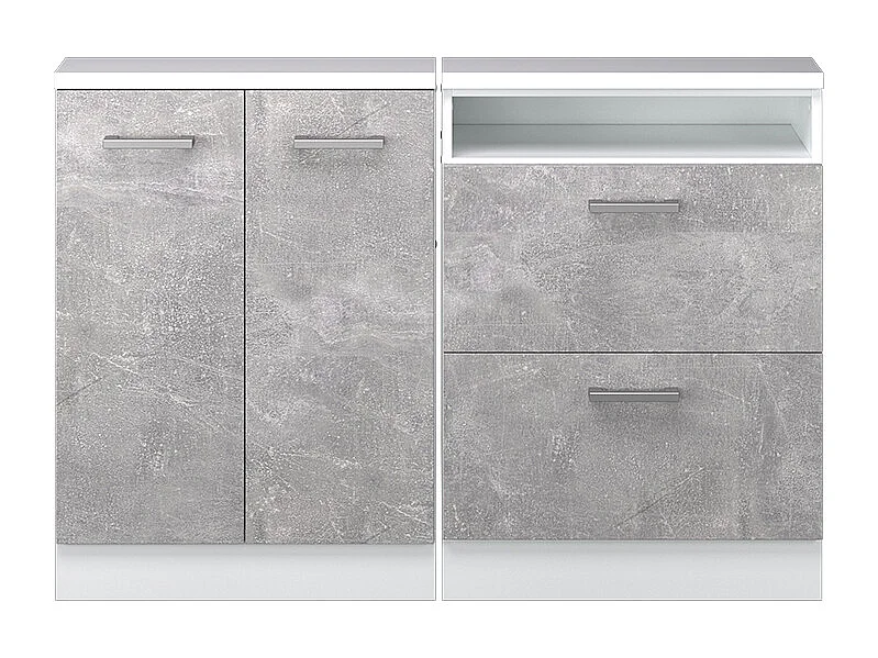 Ensembles de meuble de rangement sous pente béton/blanc 120x46x81.6 rion