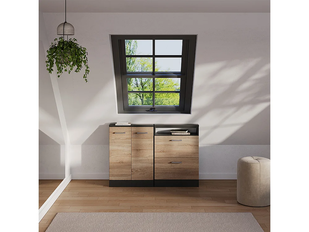 Dachschrägenschrank-Set sonoma/anthrazit 120x46x81.6 rion