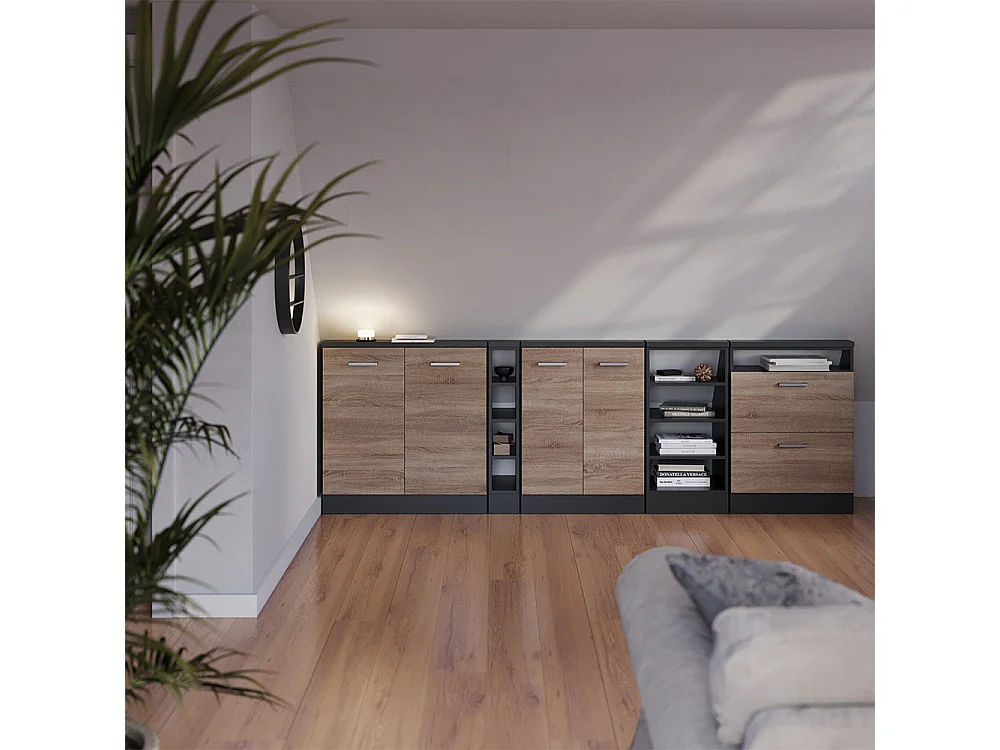 Dachschrägenschrank-Set sonoma/anthrazit 120x46x81.6 rion