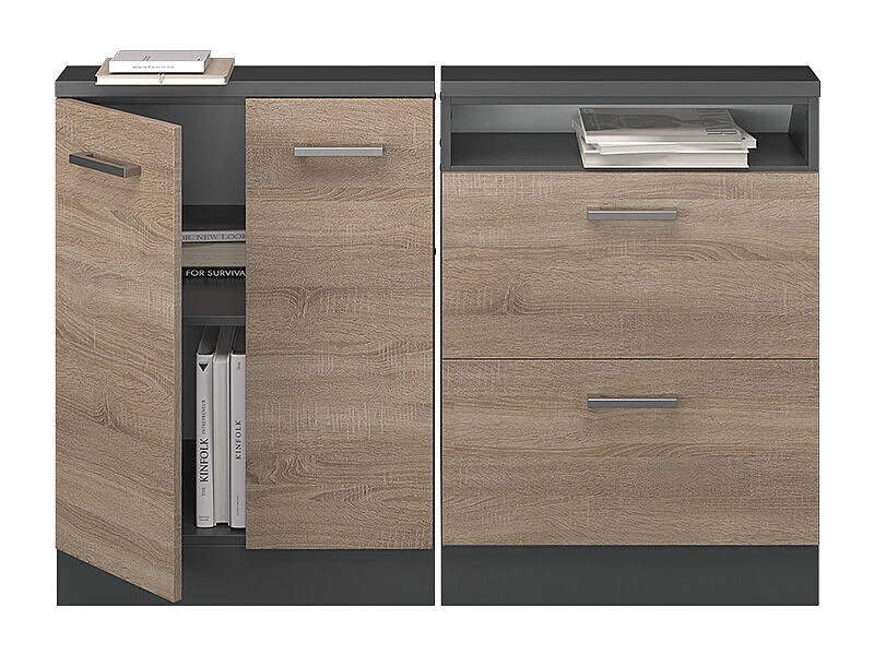 Dachschrägenschrank-Set sonoma/anthrazit 120x46x81.6 rion