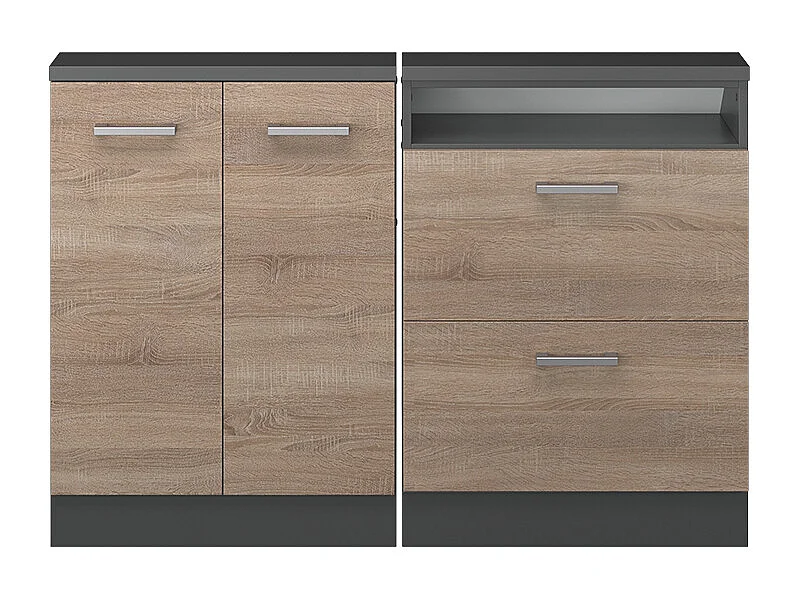 Ensembles de meuble de rangement sous pente sonoma/anthracite 120x46x81.6 rion