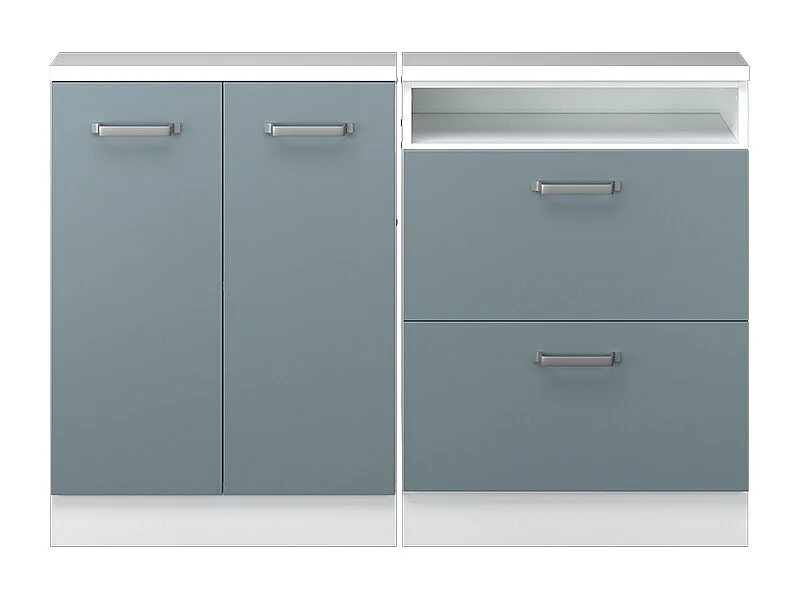 Ensembles de meuble de rangement sous pente bleu-gris/blanc 120x46x81.6 rion