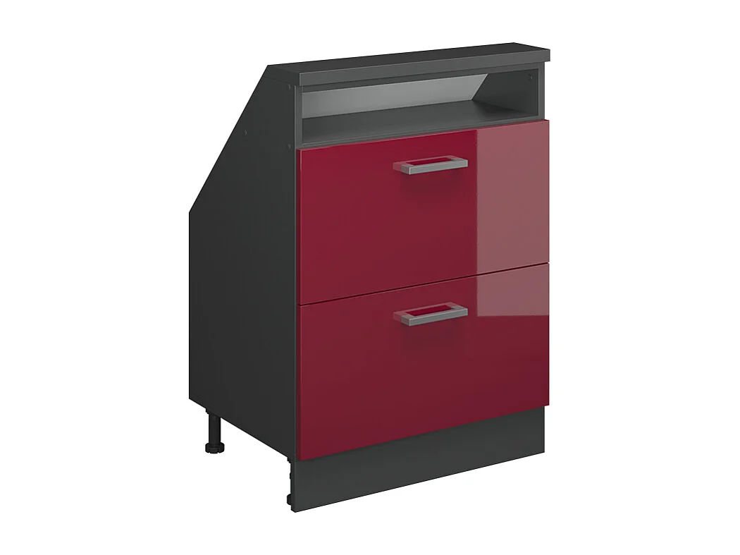 Meuble de rangement sous pente rouge brillant/anthracite 60x46x81.6 rion
