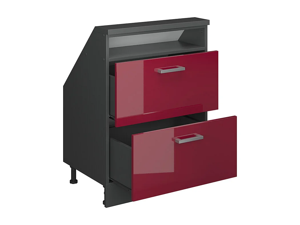 Meuble de rangement sous pente rouge brillant/anthracite 60x46x81.6 rion