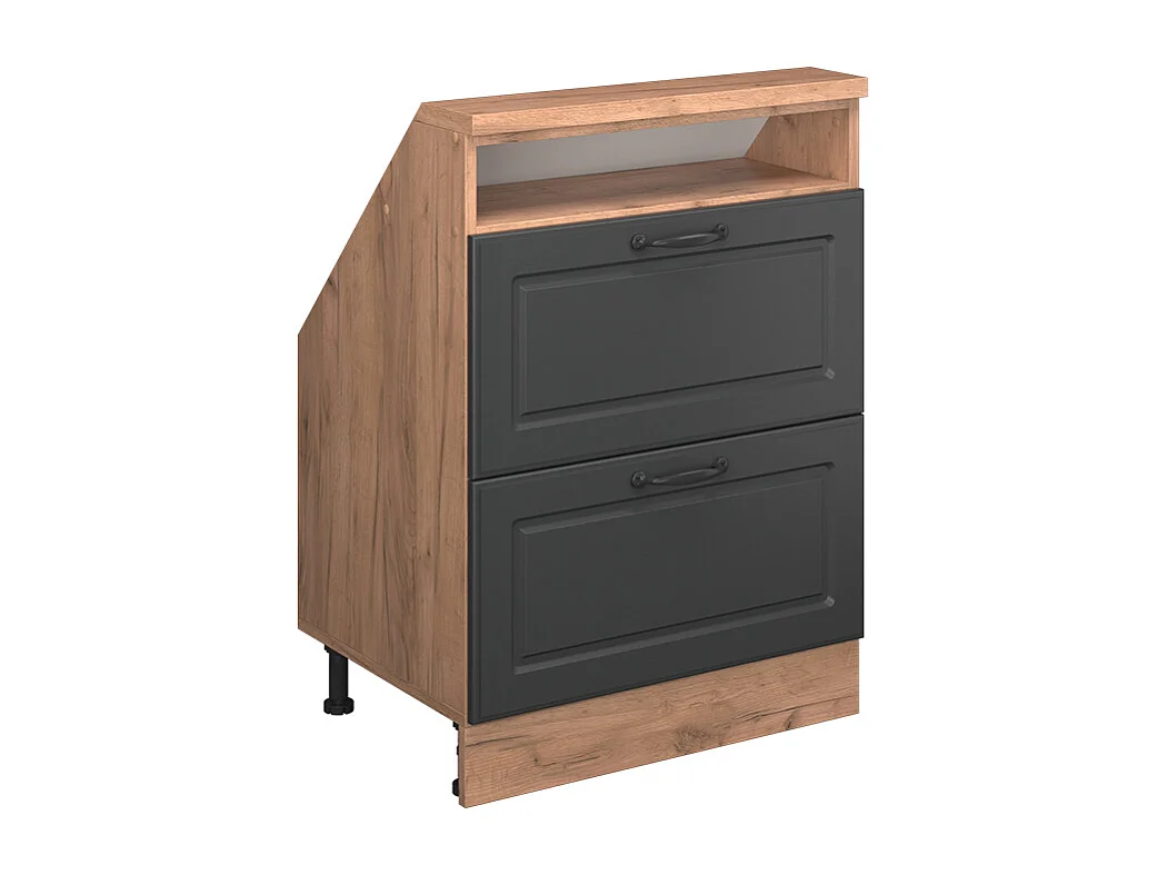 Meuble de rangement sous pente anthracite campagne/chêne doré 60x46x81.6 rion