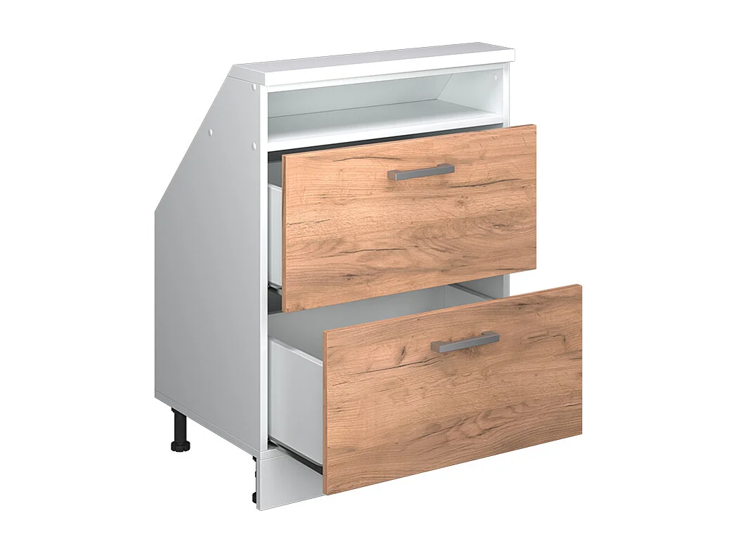 Meuble de rangement sous pente chêne doré/blanc 60x46x81.6 rion