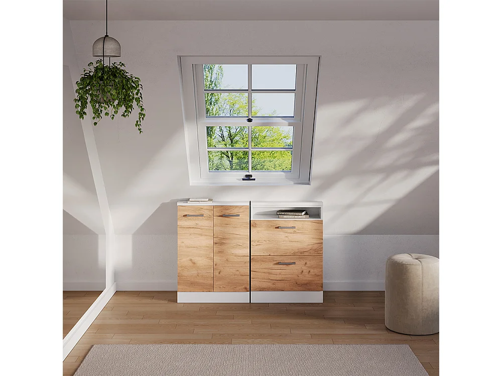 Meuble de rangement sous pente chêne doré/blanc 60x46x81.6 rion