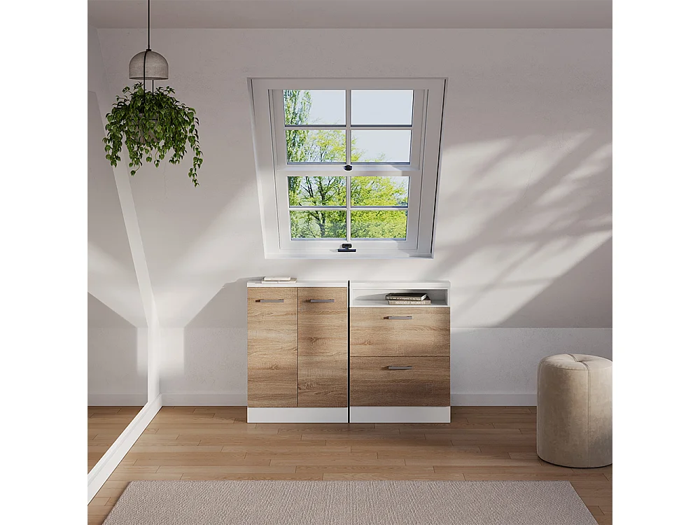 Ensembles de meuble de rangement sous pente sonoma/blanc 120x46x81.6 rion