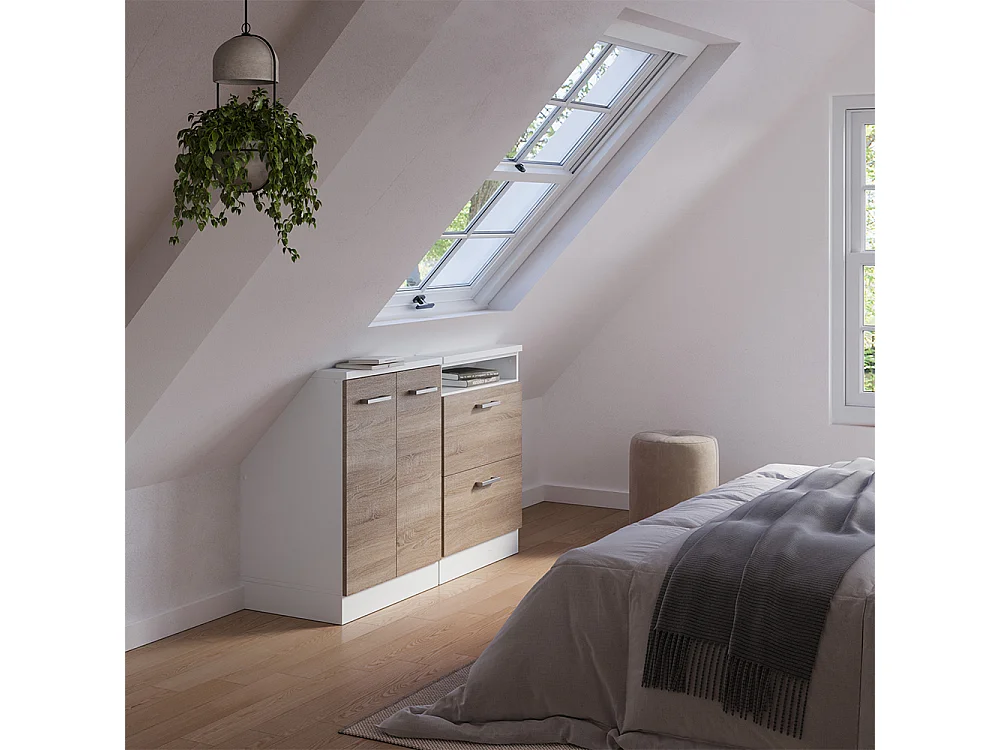 Ensembles de meuble de rangement sous pente sonoma/blanc 120x46x81.6 rion