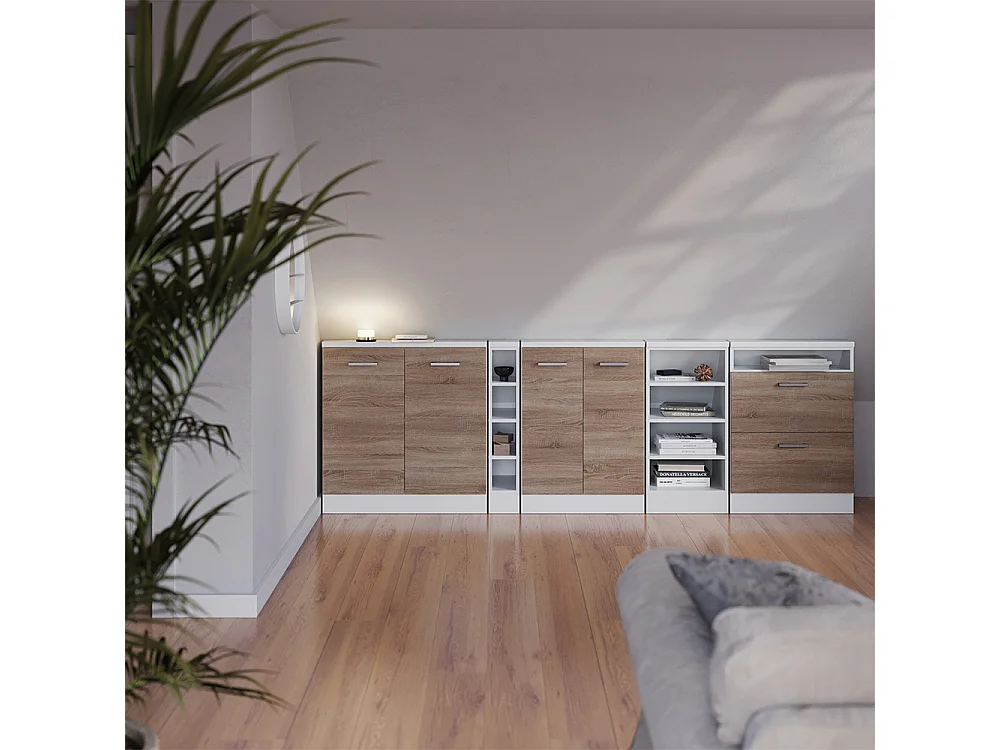 Ensembles de meuble de rangement sous pente sonoma/blanc 120x46x81.6 rion