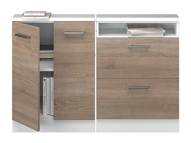 Ensembles de meuble de rangement sous pente sonoma/blanc 120x46x81.6 rion