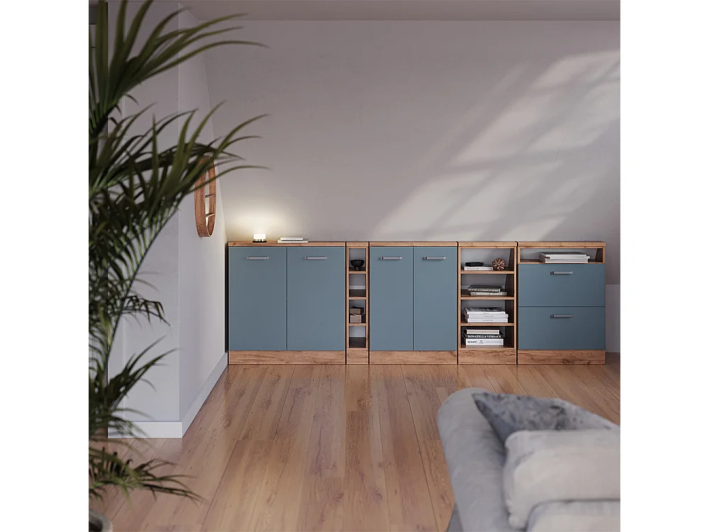 Mobile sottotetto rovere blu-grigio/oro 60x46x81.6 rion