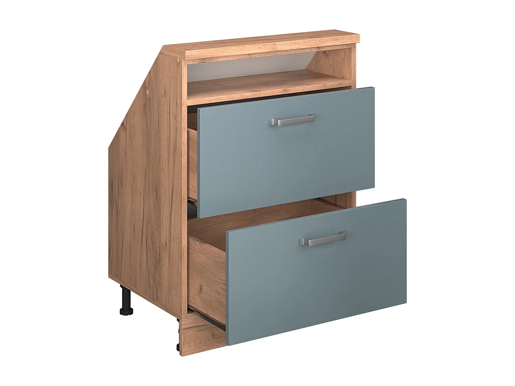 Meuble de rangement sous pente bleu-gris/chêne doré 60x46x81.6 rion