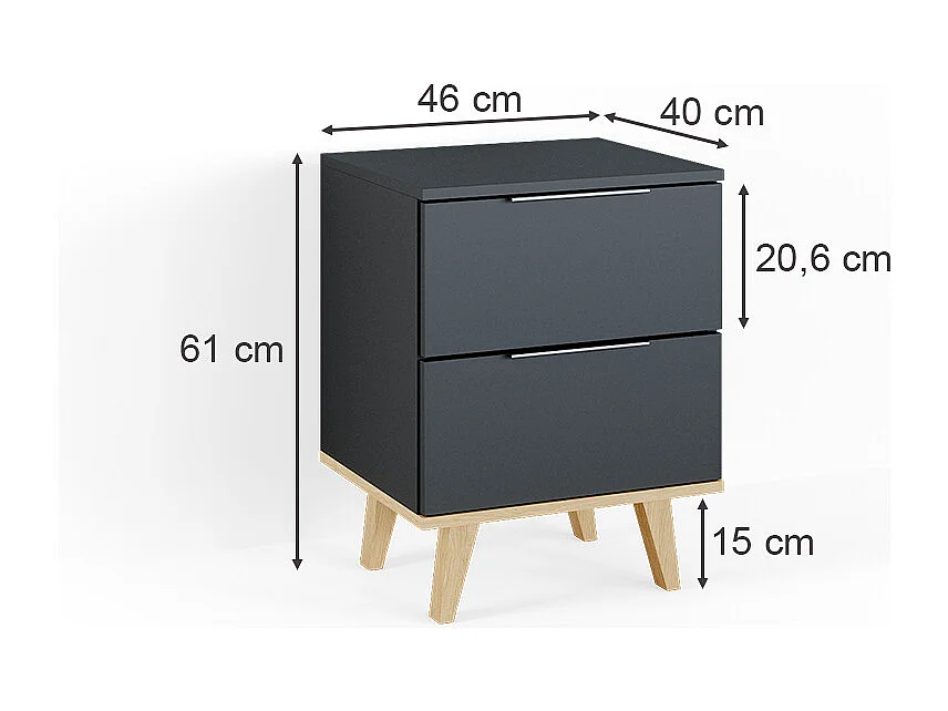 Commode avec tiroirs anthracite 46x40x61 nautica