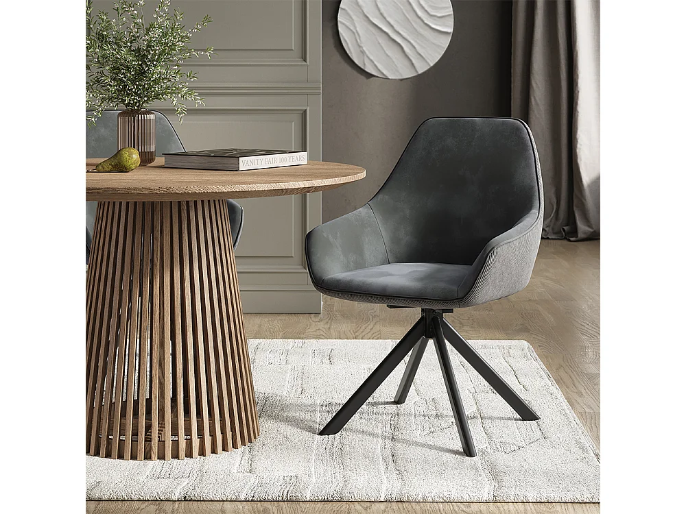 Fauteuil de salon anthracite 60x62x89 eleganza
