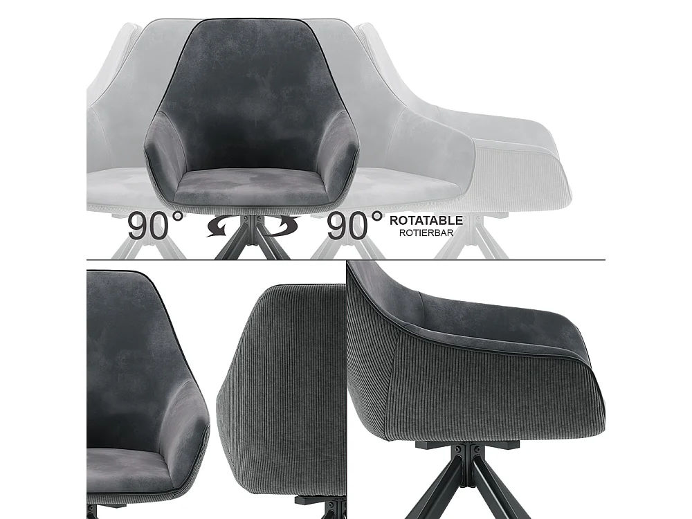 Fauteuil de salon anthracite 60x62x89 eleganza