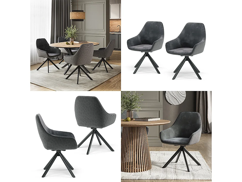 Fauteuil de salon anthracite 60x62x89 eleganza