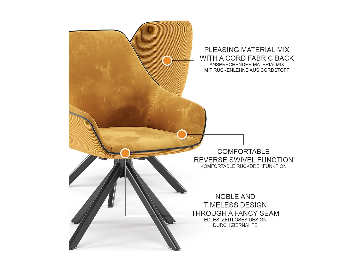 Lounge chair giallo senape 60x62x89 eleganza