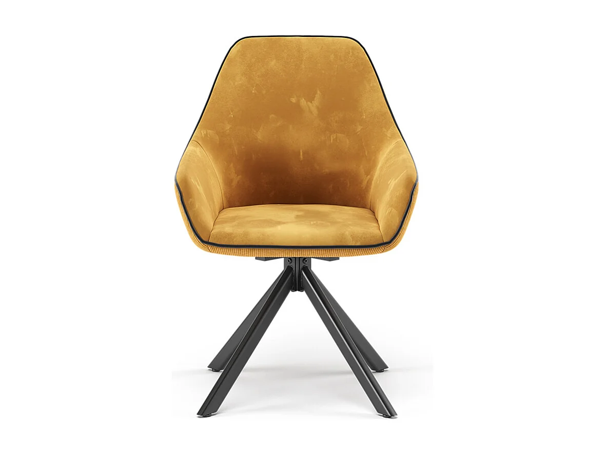Fauteuil de salon jaune moutarde 60x62x89 eleganza