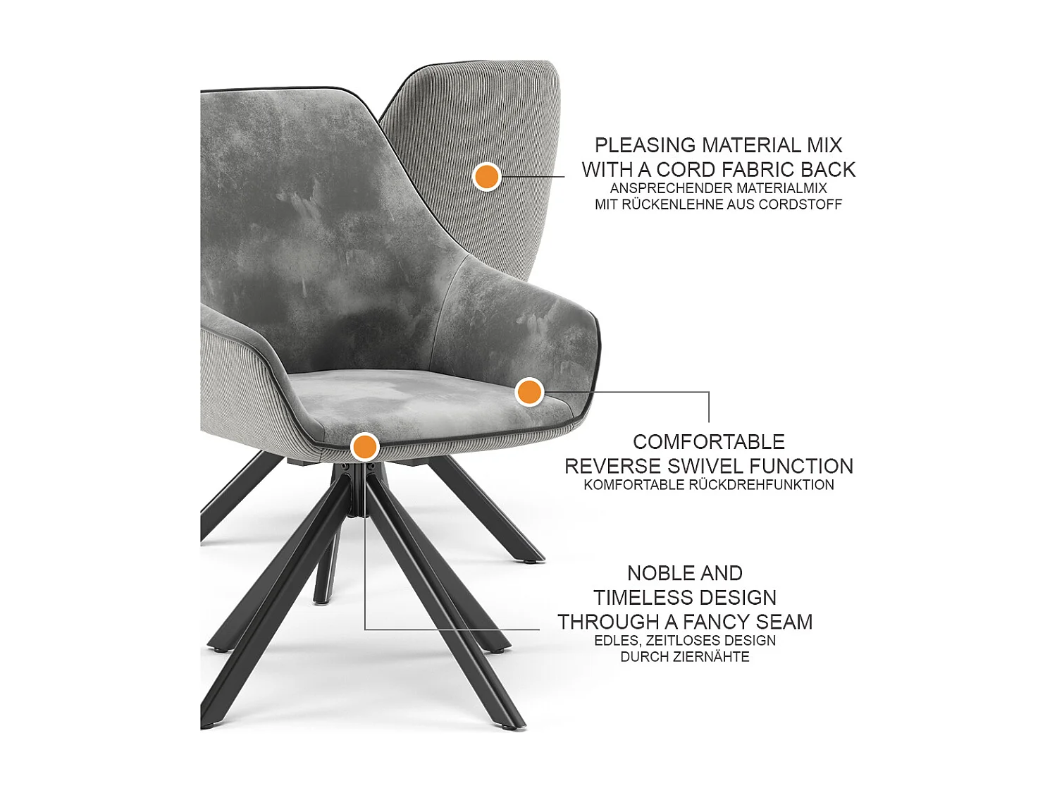 Fauteuil de salon gris clair 60x62x89 eleganza