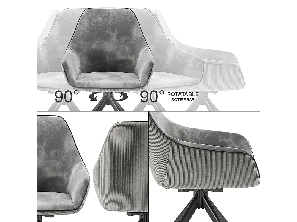 Fauteuil de salon gris clair 60x62x89 eleganza