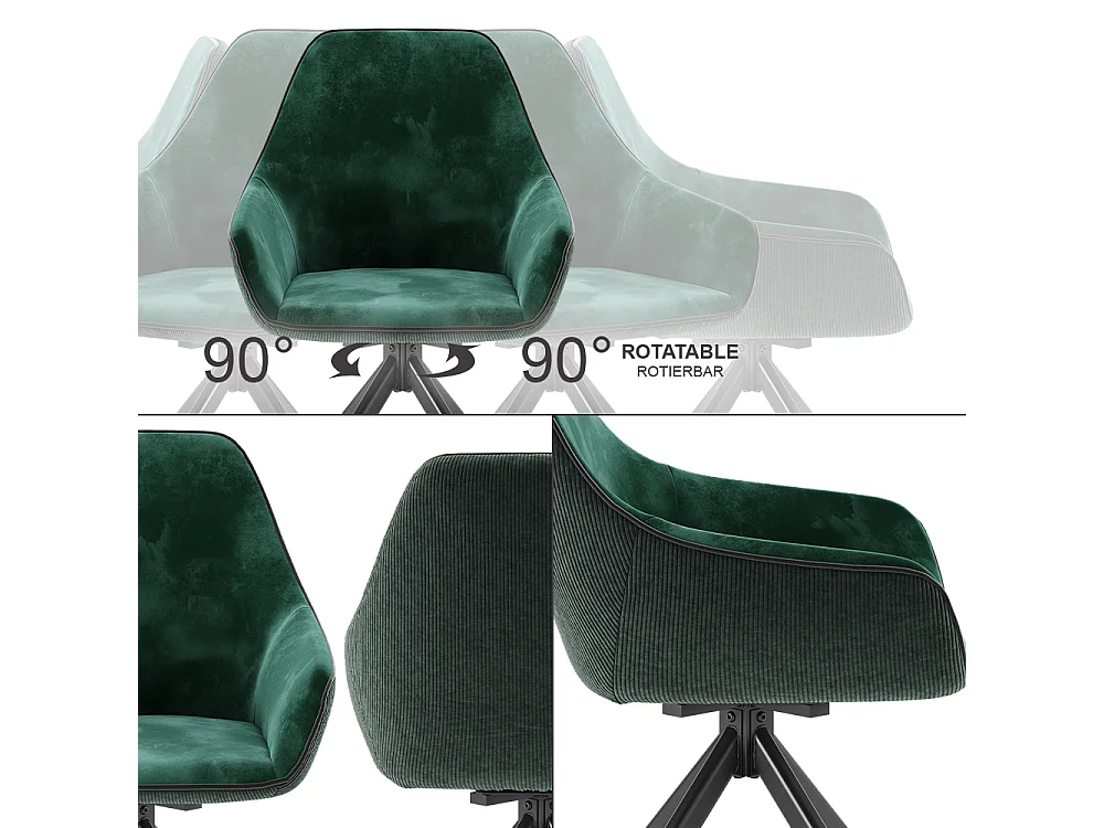 Fauteuil de salon vert foncé 60x62x89 eleganza
