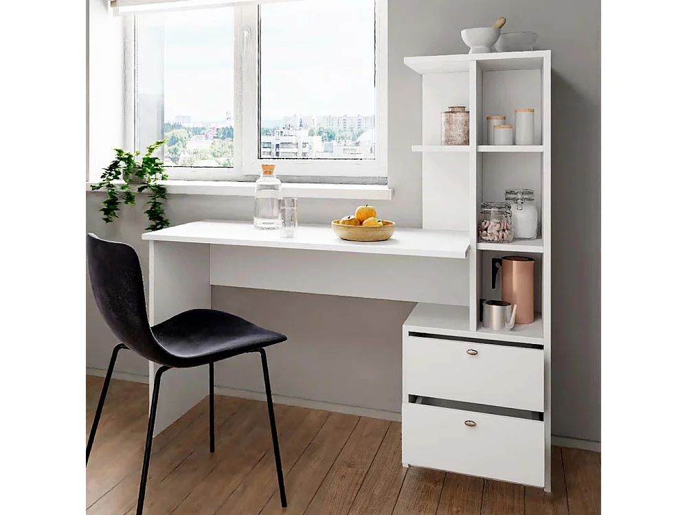 Table à manger blanc 136x55x138 denton