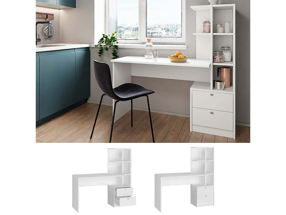 Table à manger blanc 136x55x138 denton