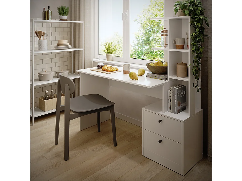 Tavolo da pranzo bianco 136x55x138 denton