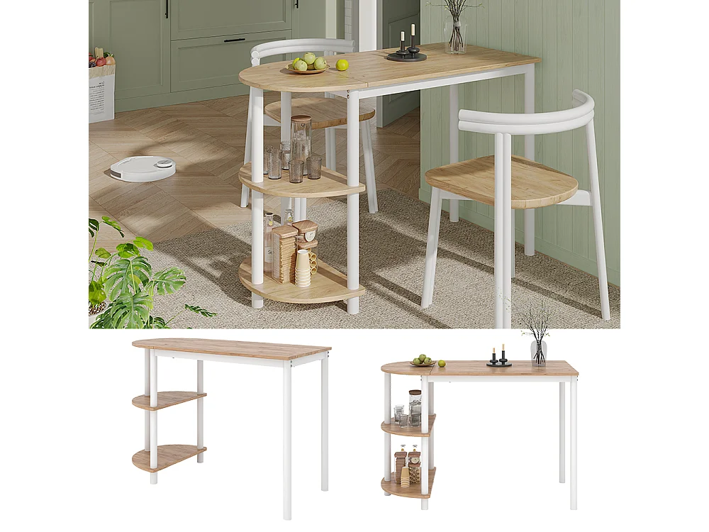 table de cuisine chêne doré/blanc 110x50x75.5 freetown