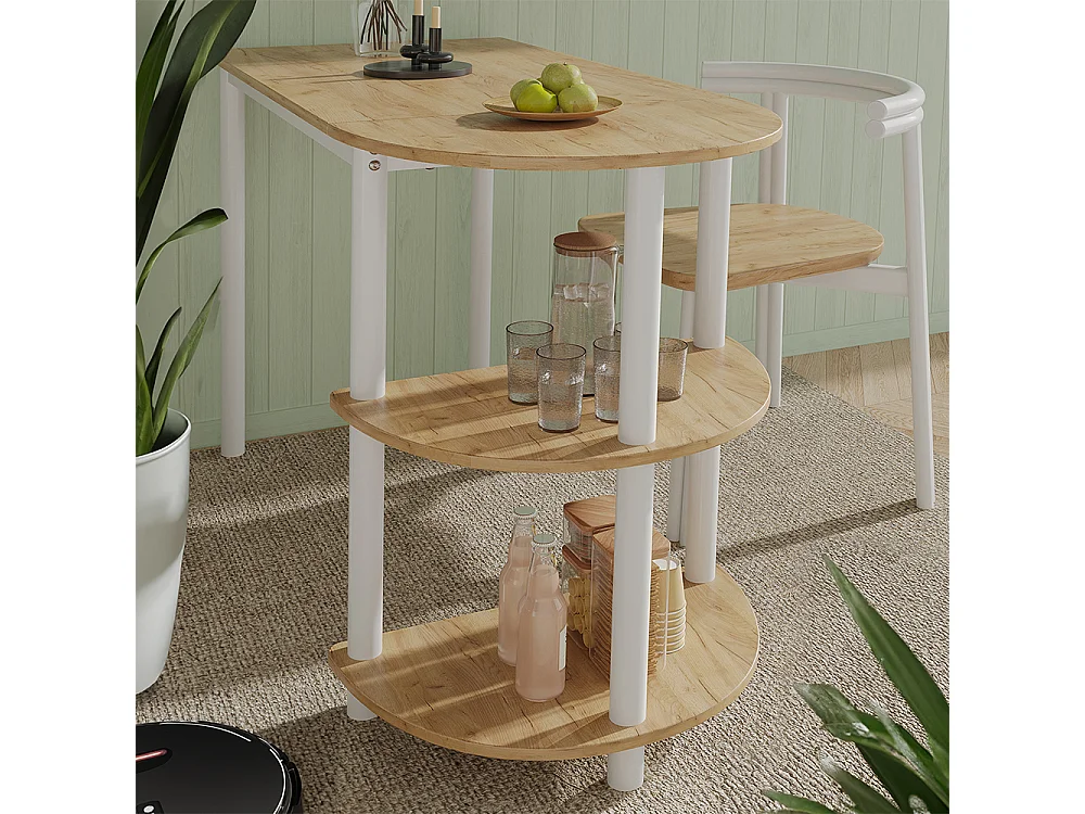 table de cuisine chêne doré/blanc 110x50x75.5 freetown