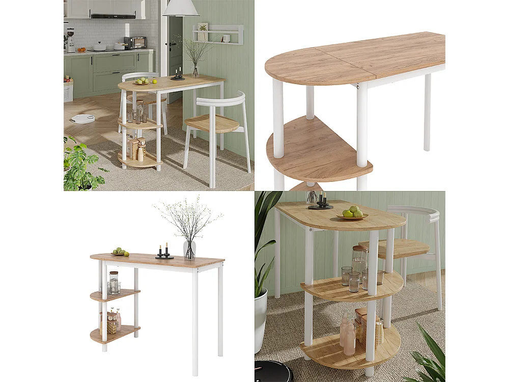 table de cuisine chêne doré/blanc 110x50x75.5 freetown