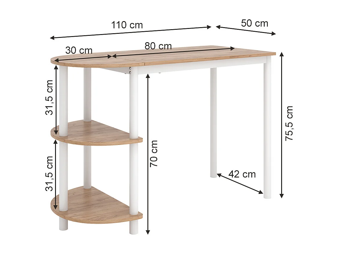 Küchentisch goldkraft eiche/weiß 110x50x75.5 freetown