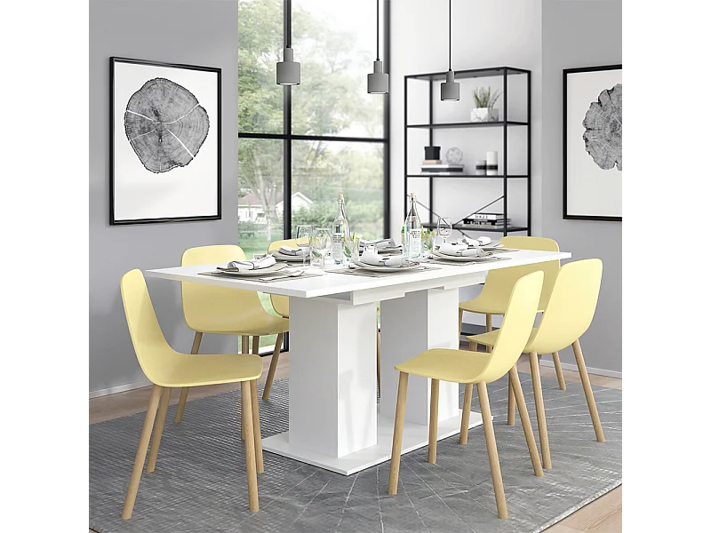 Tavolo da pranzo allungabile bianco 140x90x76 dix