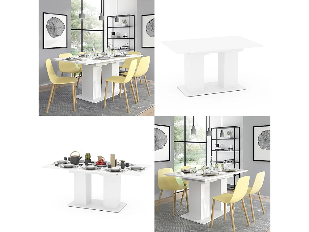 Table de salle à manger blanc 140x90x76 dix