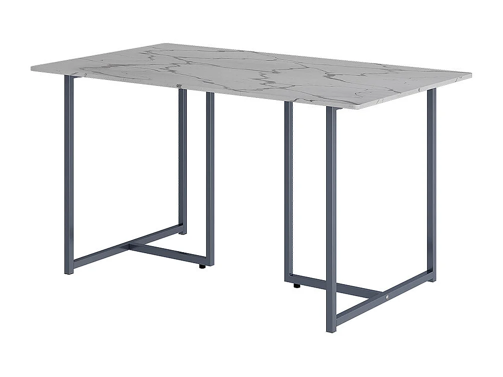 Table de salle à manger gris/marbre blanc 140x80x75 merido