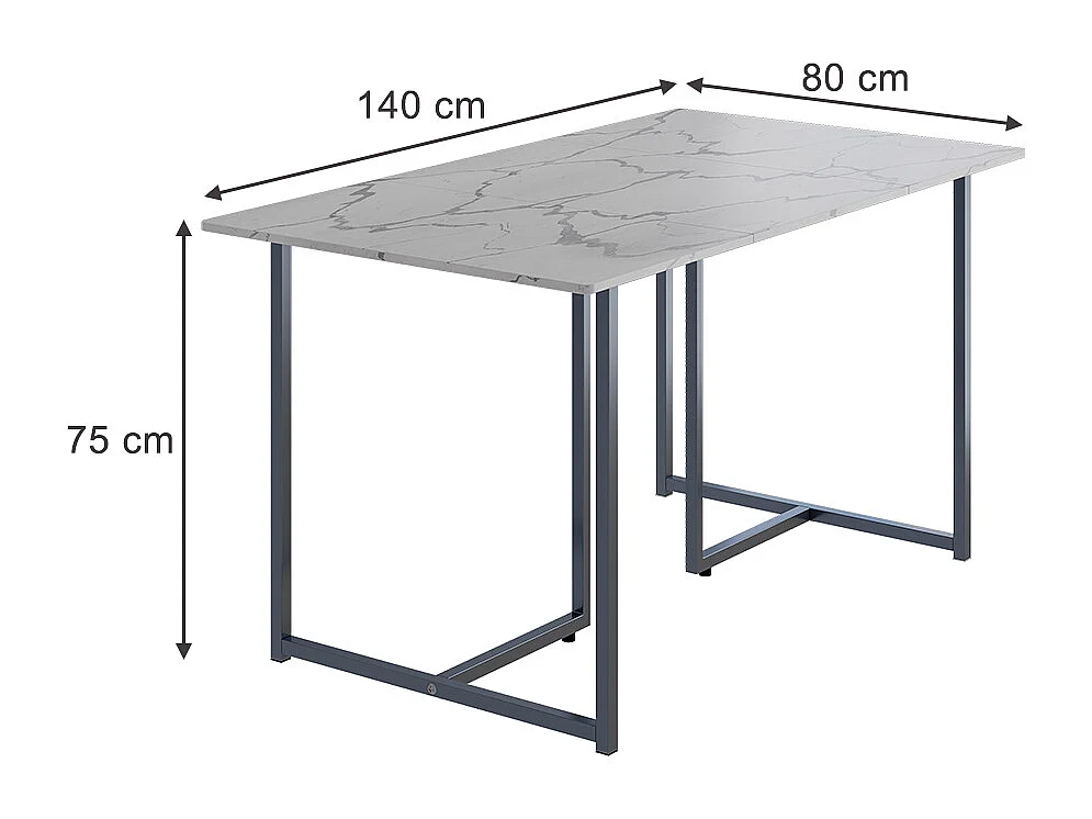 Spisebord grå/marmorhvid 140x80x75 merido