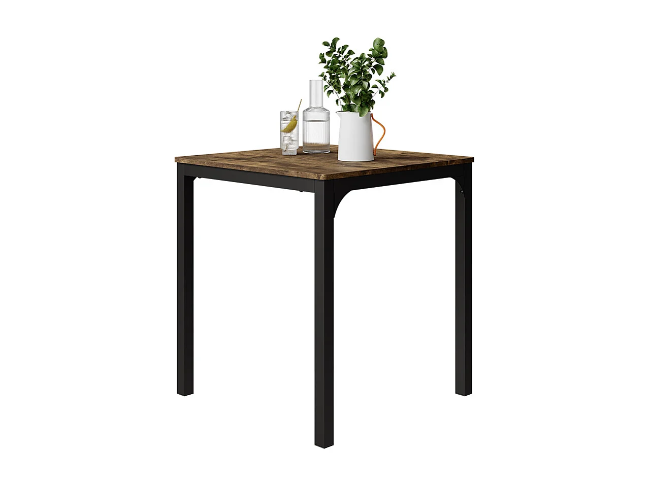 Table de salle à manger noir/chêne rustique 70x70x75 fyrk