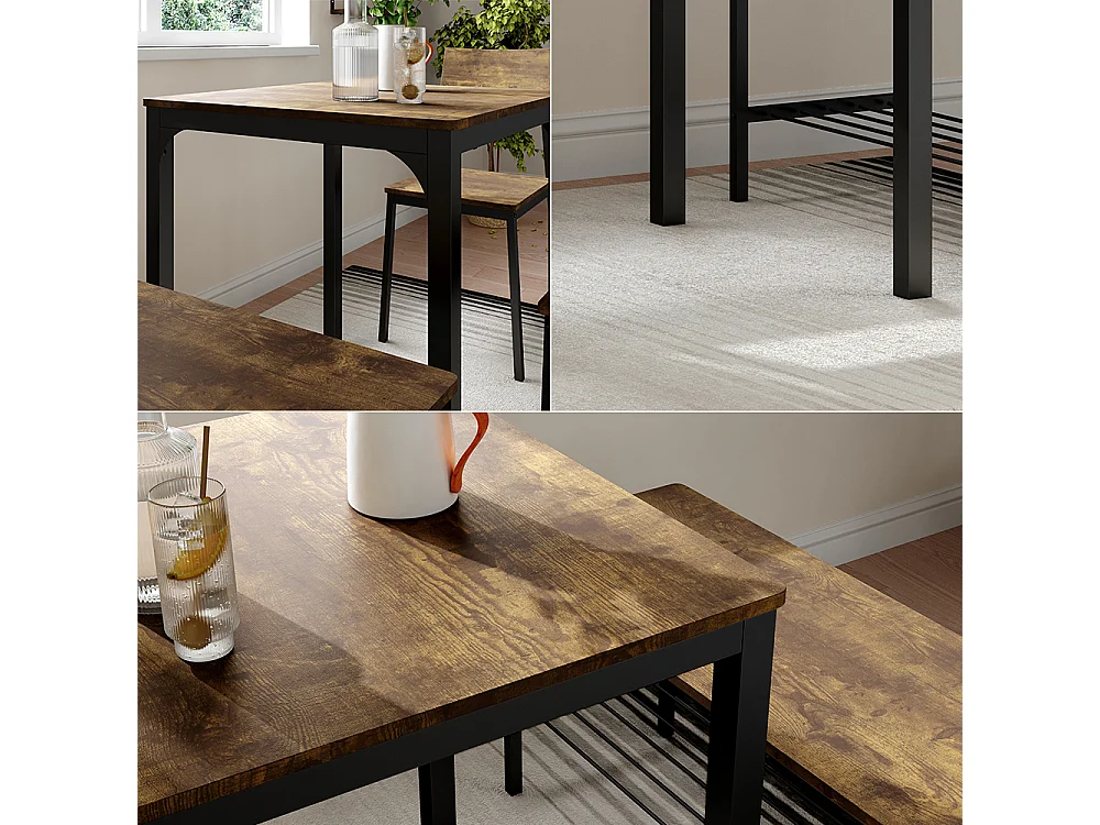 Table de salle à manger noir/chêne rustique 70x70x75 fyrk