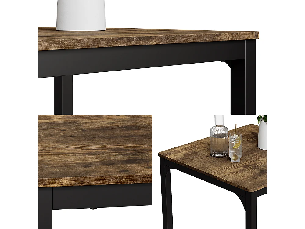 Table de salle à manger noir/chêne rustique 70x70x75 fyrk