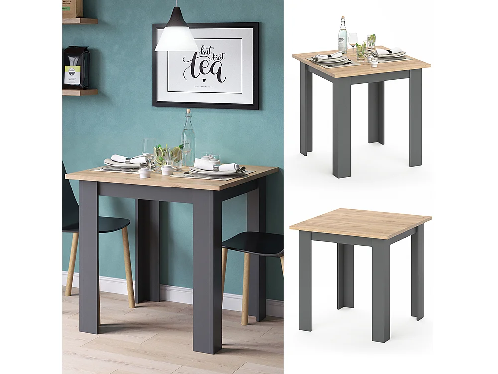 Table de salle à manger chêne de force doré 80x80x76.6 karlos