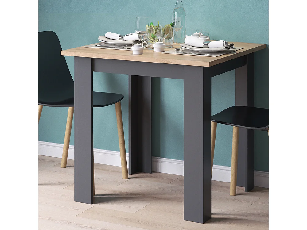 Table de salle à manger chêne de force doré 80x80x76.6 karlos