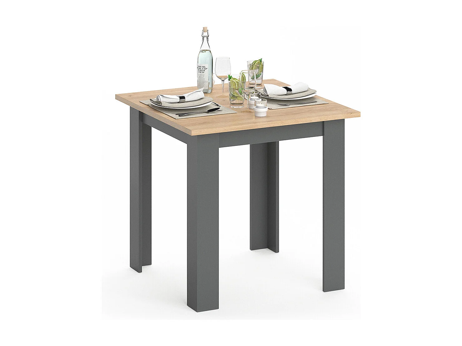 Table de salle à manger chêne de force doré 80x80x76.6 karlos