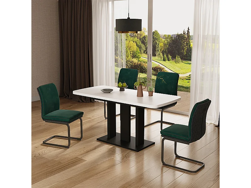 Mesa de jantar branco/preto 120x80x77.3 fenaro