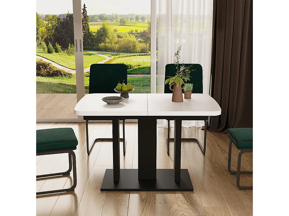 Eettafel wit/zwart 120x80x77.3 fenaro