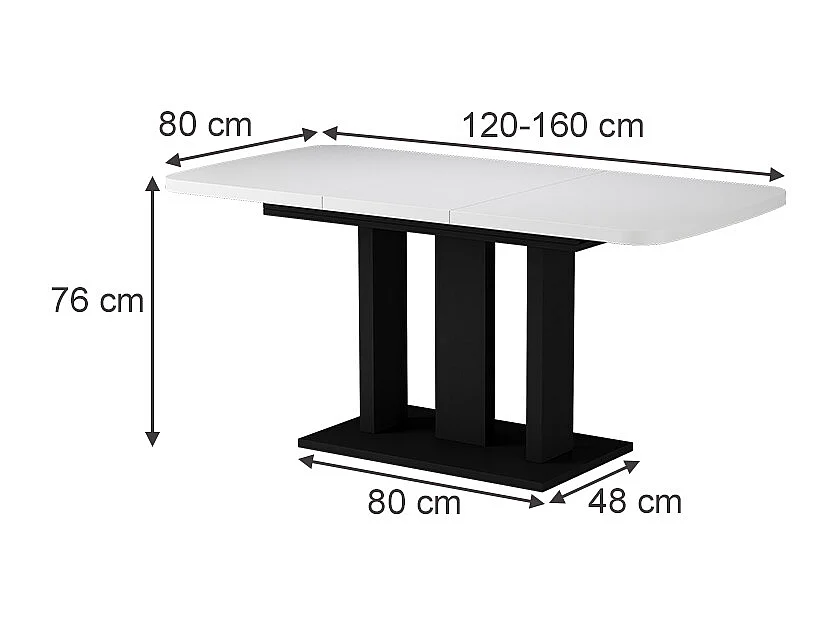 Table de salle à manger blanc/noir 120x80x77.3 fenaro
