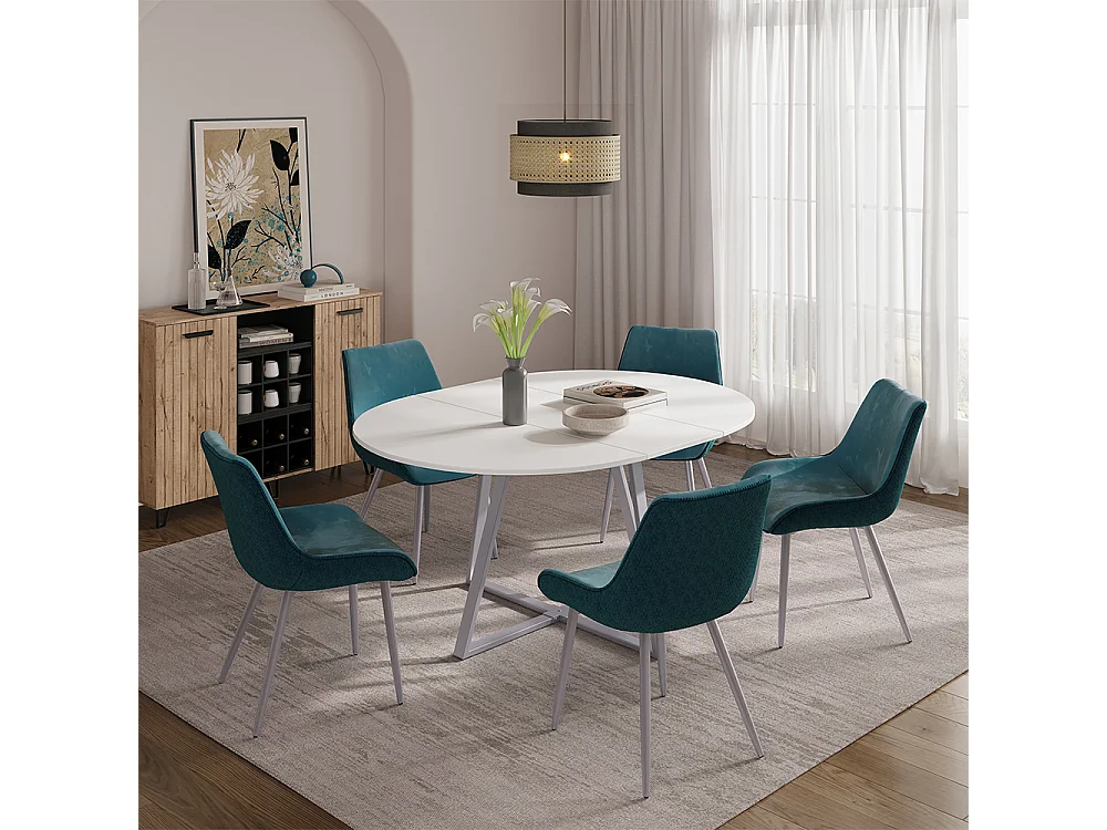 Table de salle à manger blanc/gris 120x120x75.8 loyd