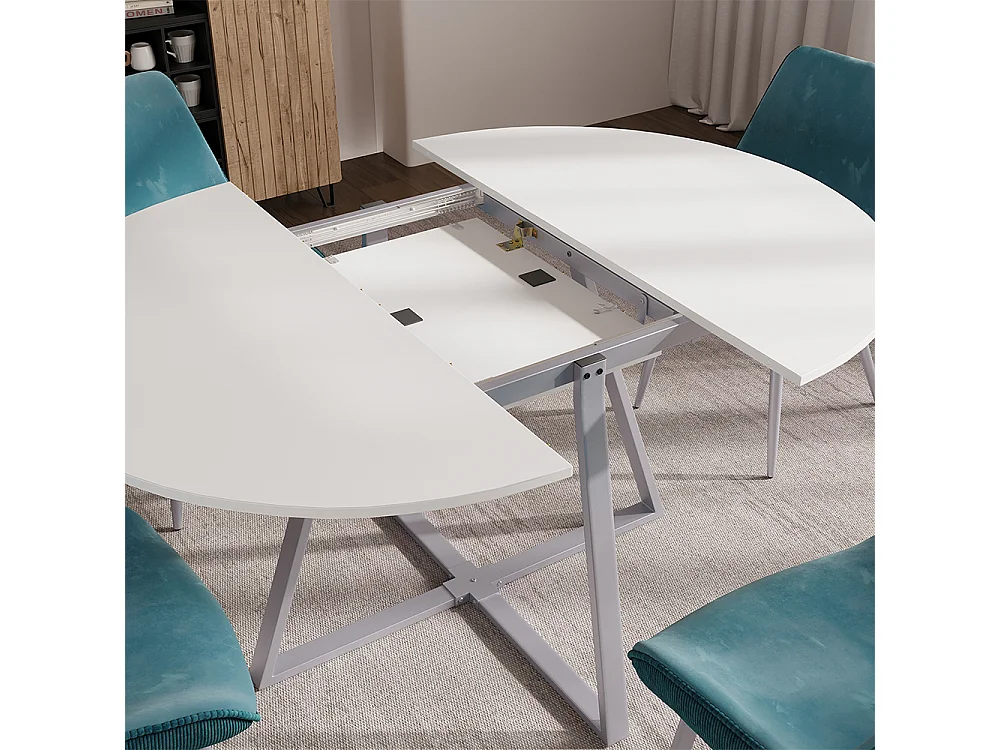 Table de salle à manger blanc/gris 120x120x75.8 loyd