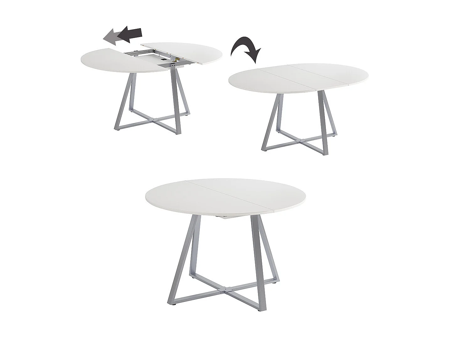 Table de salle à manger blanc/gris 120x120x75.8 loyd