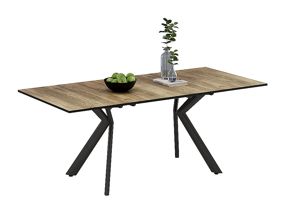 Table de salle à manger chêne rustique/noir 140x90x76 trill